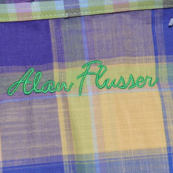 Alan Flusser Plaid Checkered Lightweight Button-up Shirt Large - Picture 7 of 10